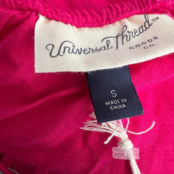 Universal Thread Women's Pink Tie-Front Puff Sleeve Midi Dress - Small - NWT - Picture 2 of 11